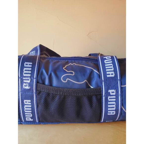 Puma Logo Commute Blue Dual Handle Mini Barrel Duffel Bag - Picture 7 of 11